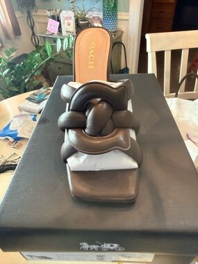 Coach Kellie Braided Leather Slide Sandal